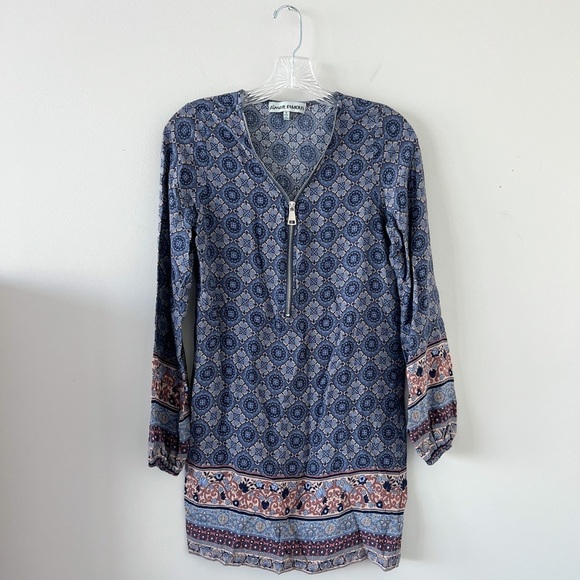 Almost Famous Abstract Print Quarter Zip Long Sleeve Casual Dress Size Small - Picture 1 of 4